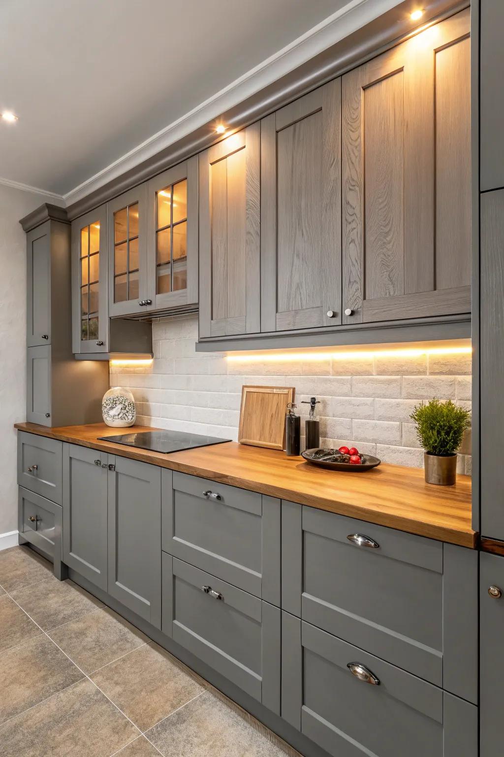 Add rustic charm with wooden countertops.