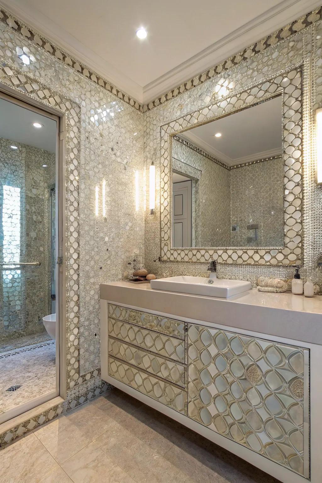 Artful mosaic patterns add a personal touch to your bathroom design.