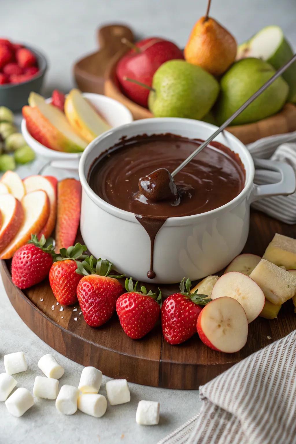 Dazzling chocolate fondue for a sweet finale to your meal.