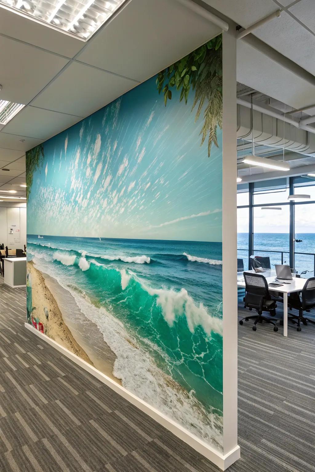 Foster tranquility in your workspace with ocean-inspired murals.