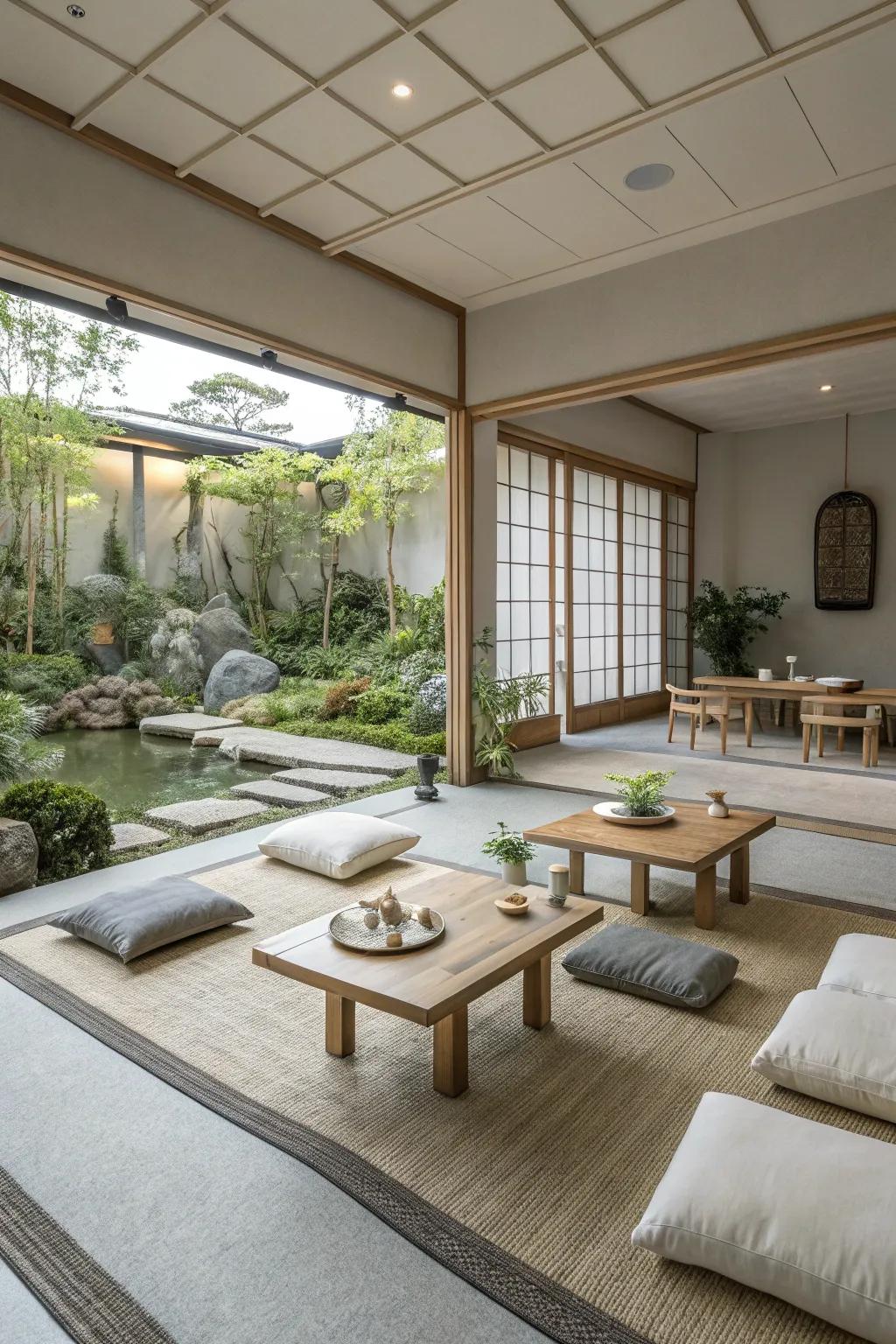 A Zen retreat theme promotes peace and tranquility.