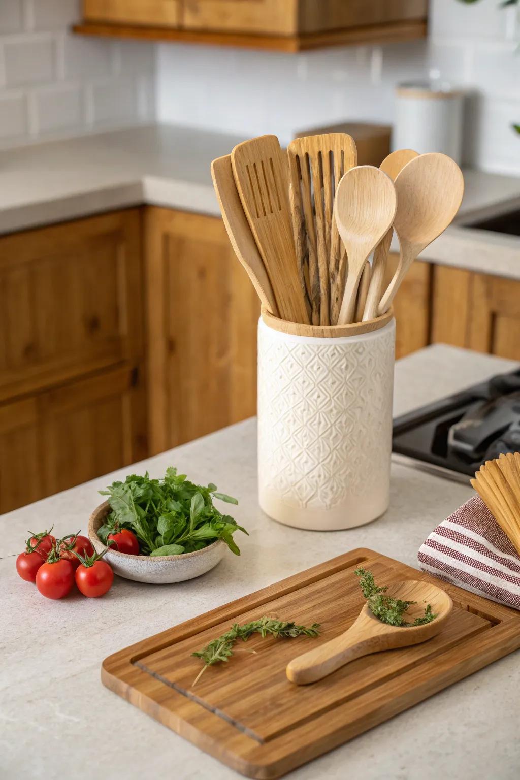 Enhance culinary spaces with durable and eco-friendly bamboo utensils.