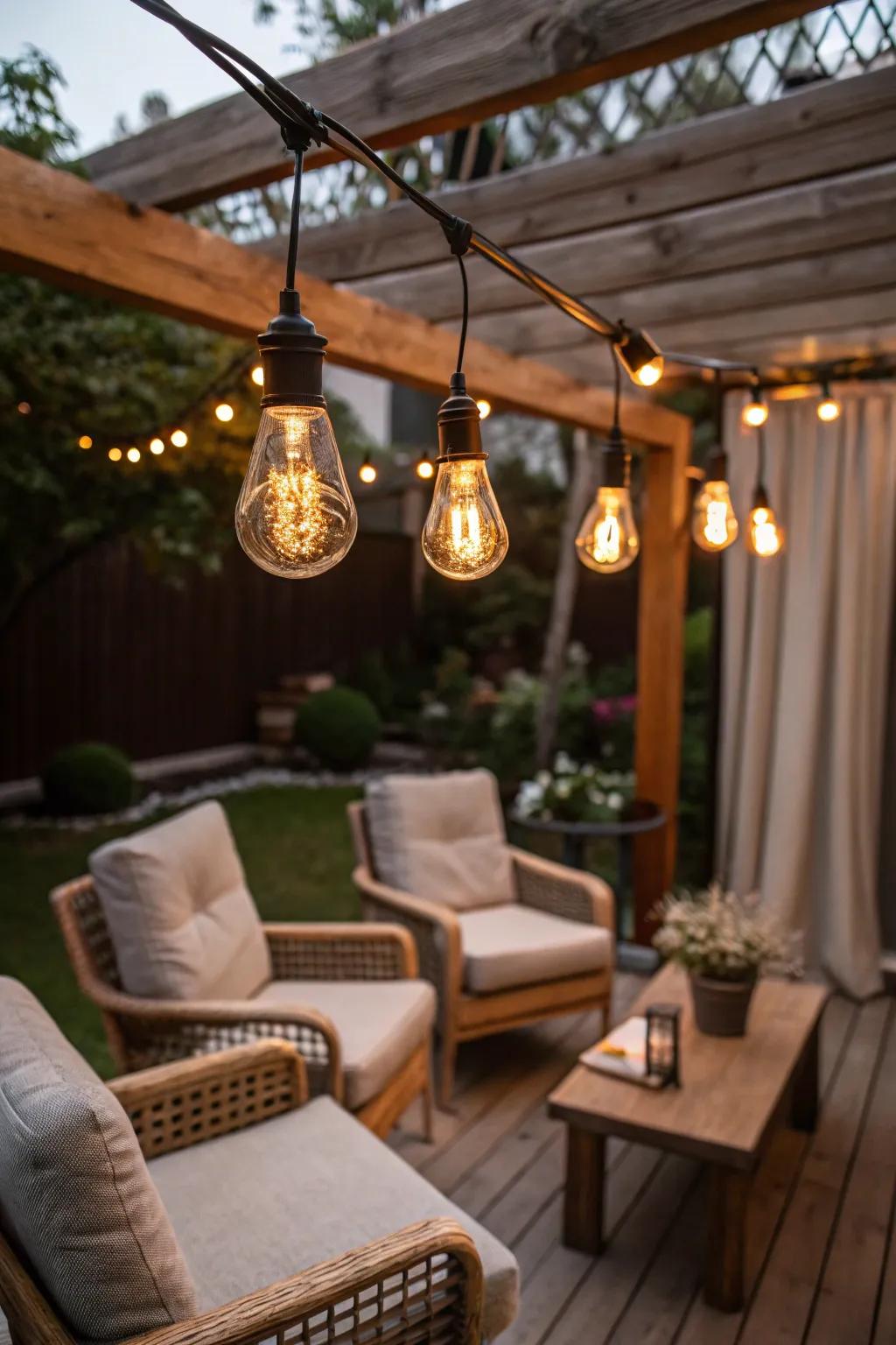 Edison bulbs provide a timeless vintage glow.