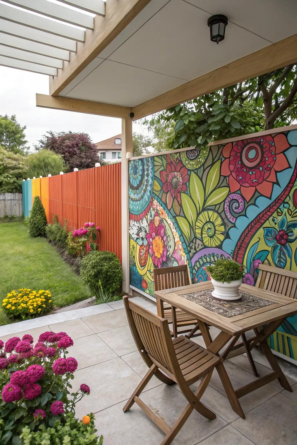 Artful expressions adding personality to the patio.