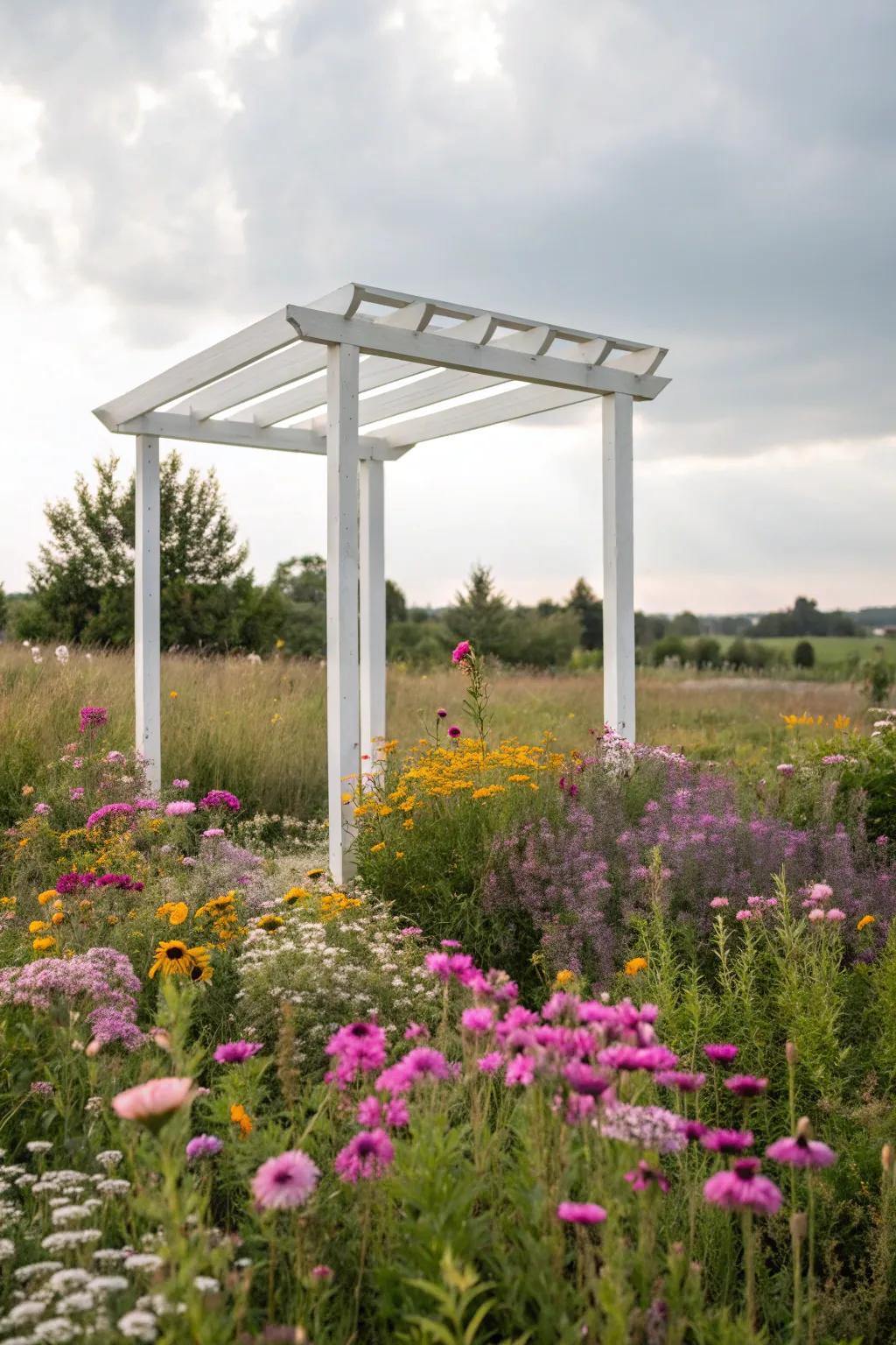 A minimalist arbor highlights the beauty of its natural surroundings.