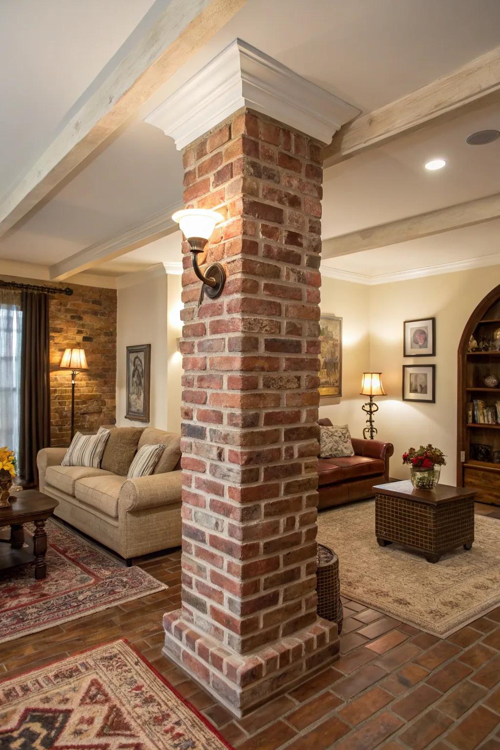 Brick facades give pillars a vintage and warm appeal.