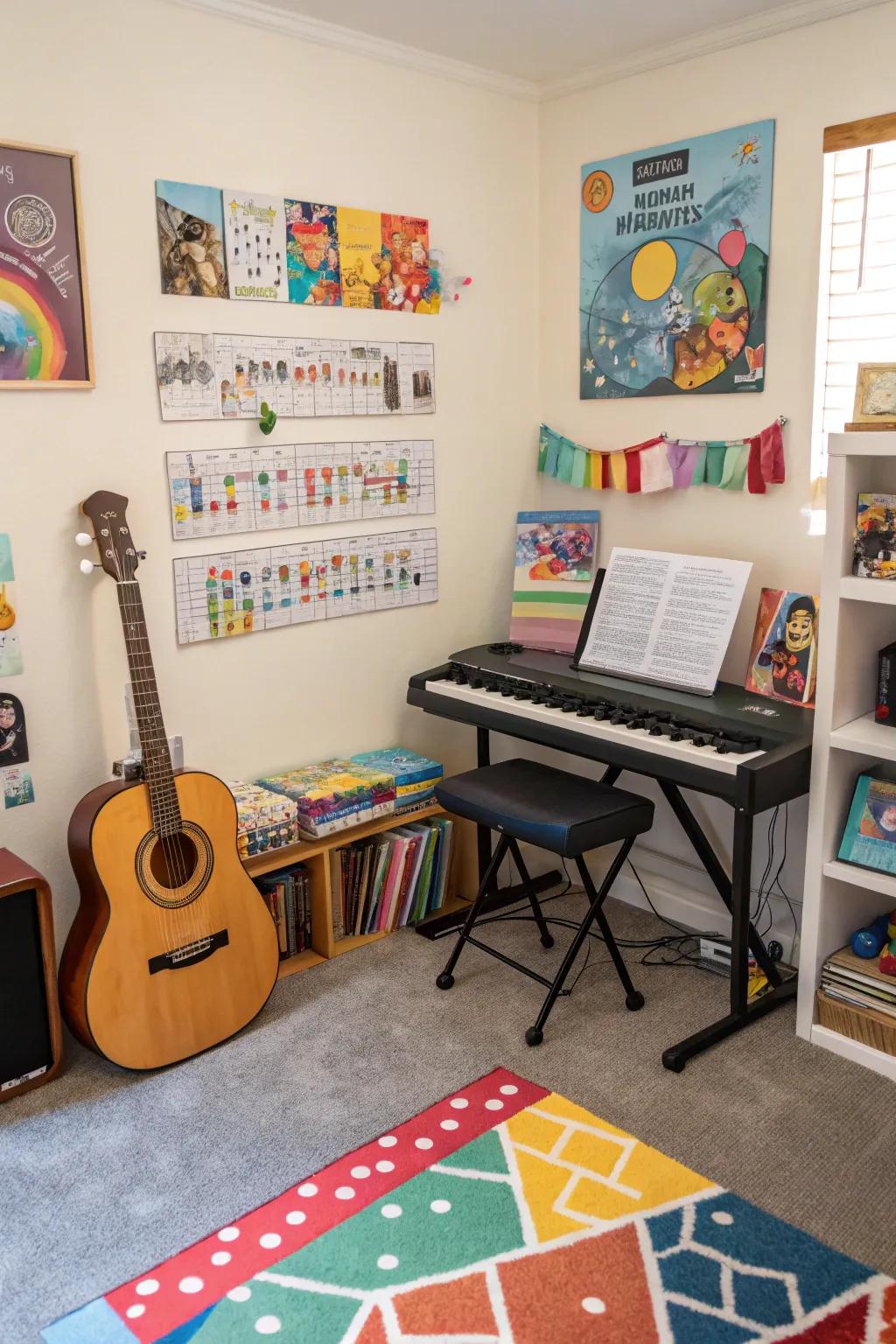 A music corner bringing harmonious vibes to the playroom.