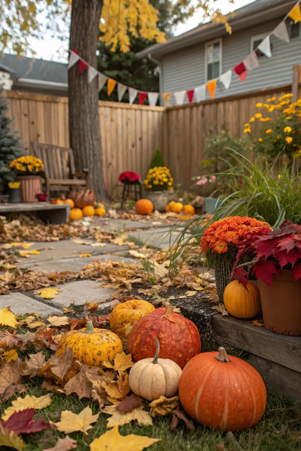 A pumpkin scavenger hunt adds excitement to the day.