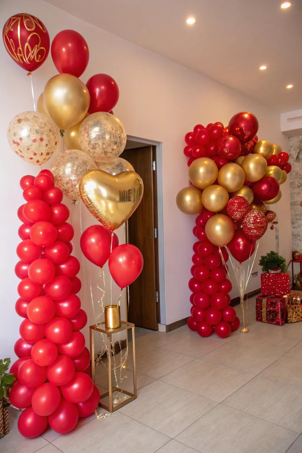 Unique balloon bouquets add a whimsical touch to the decor.