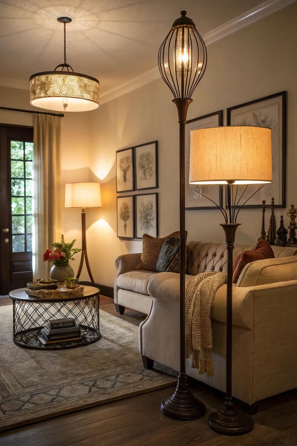 Craft a cozy atmosphere with thoughtfully layered lighting.