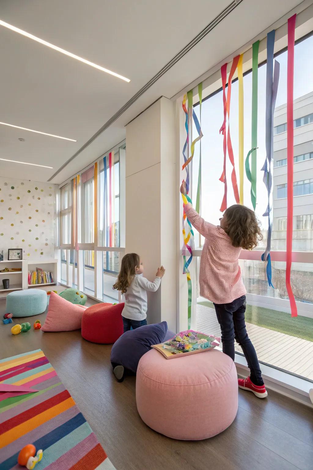 Interactive ribbon wall for endless fun.