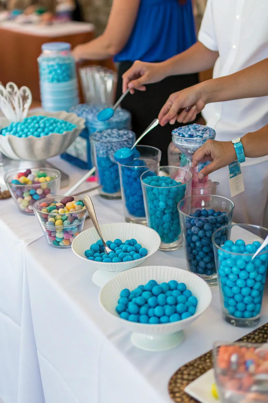 An interactive candy station offering a personal touch.