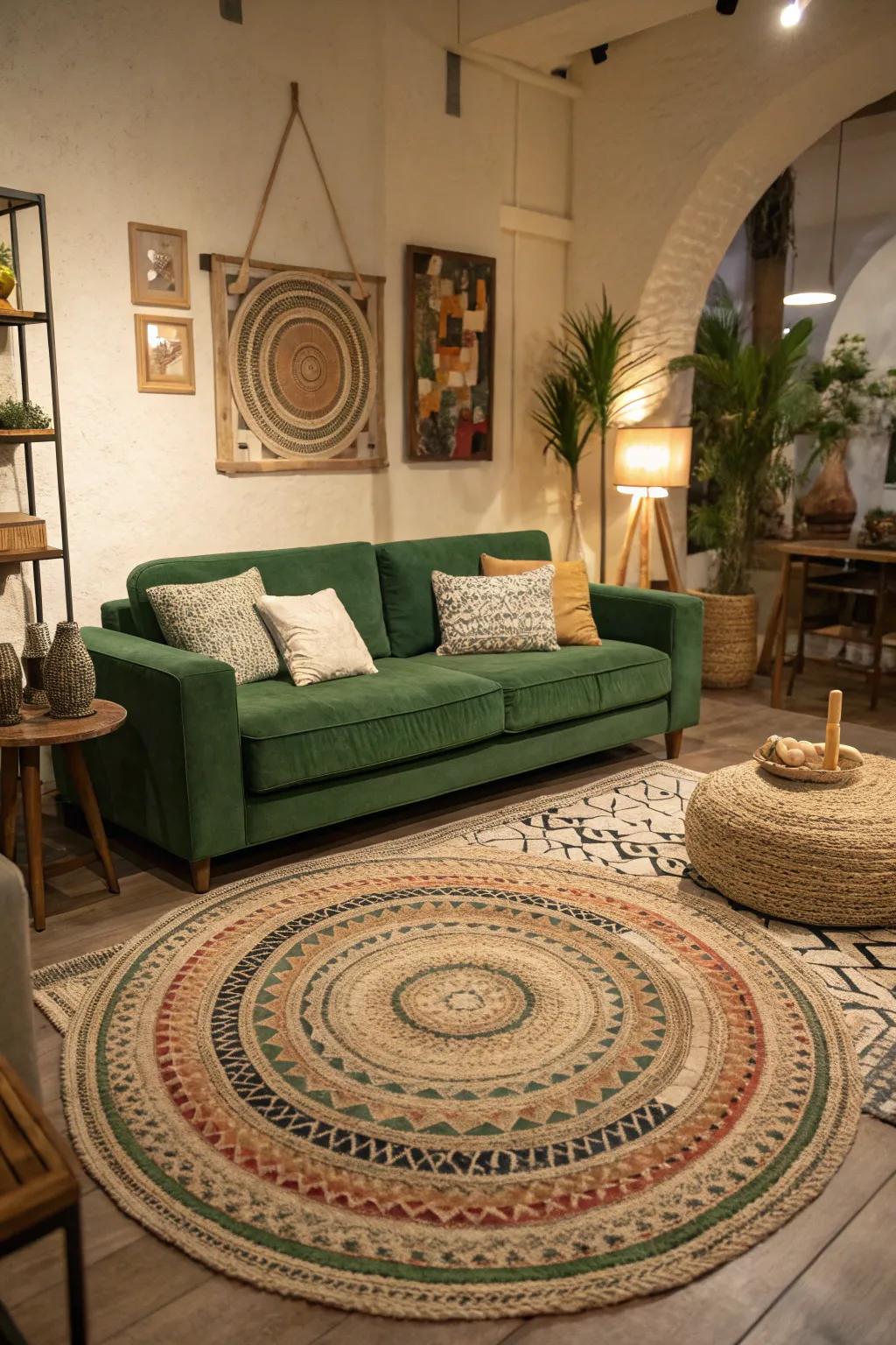 Layering rugs adds texture and interest to your room.