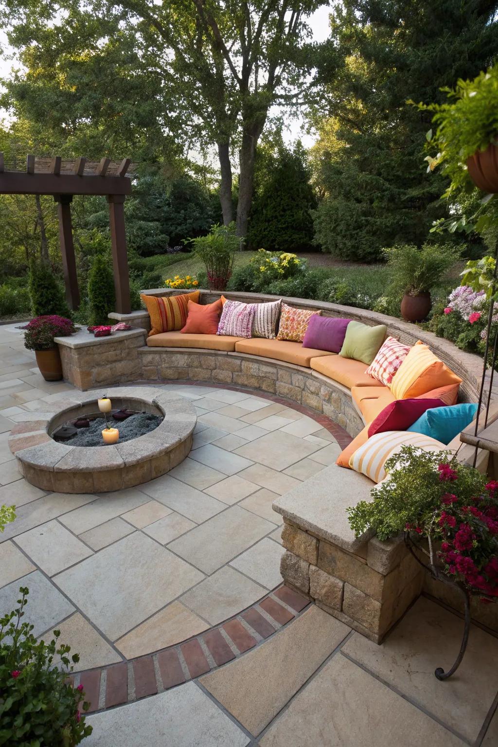 A sunken seating area creates a cozy nook in your patio.