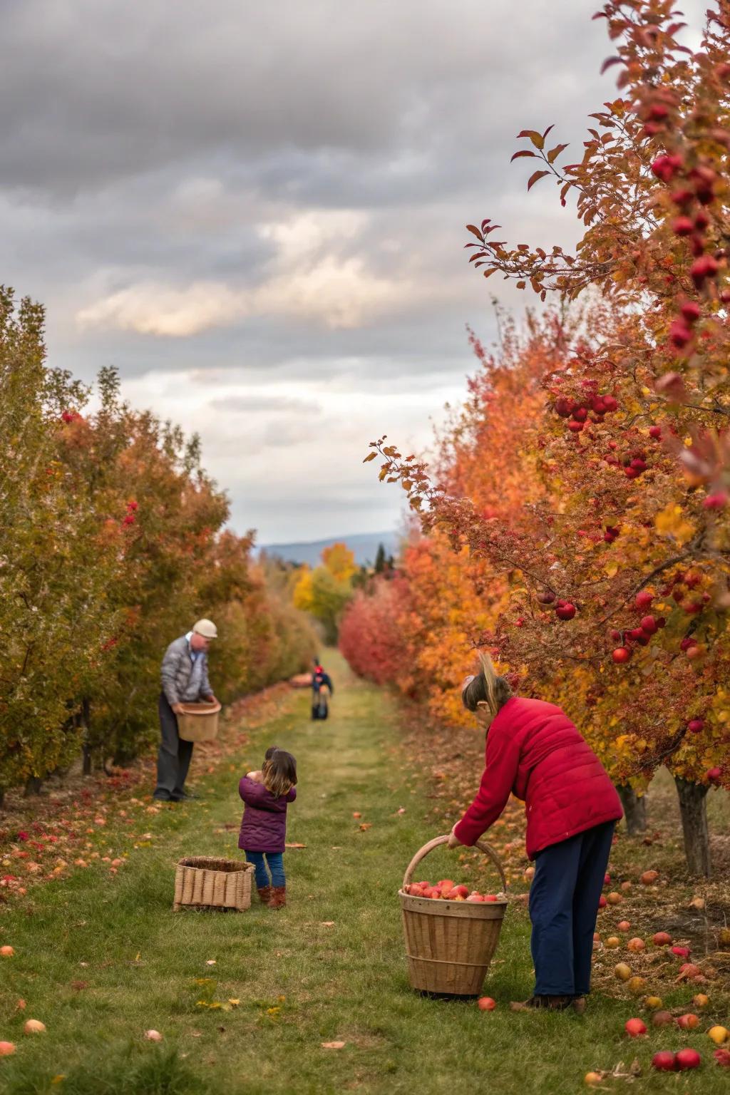 Apple orchards offer a picturesque and interactive setup.