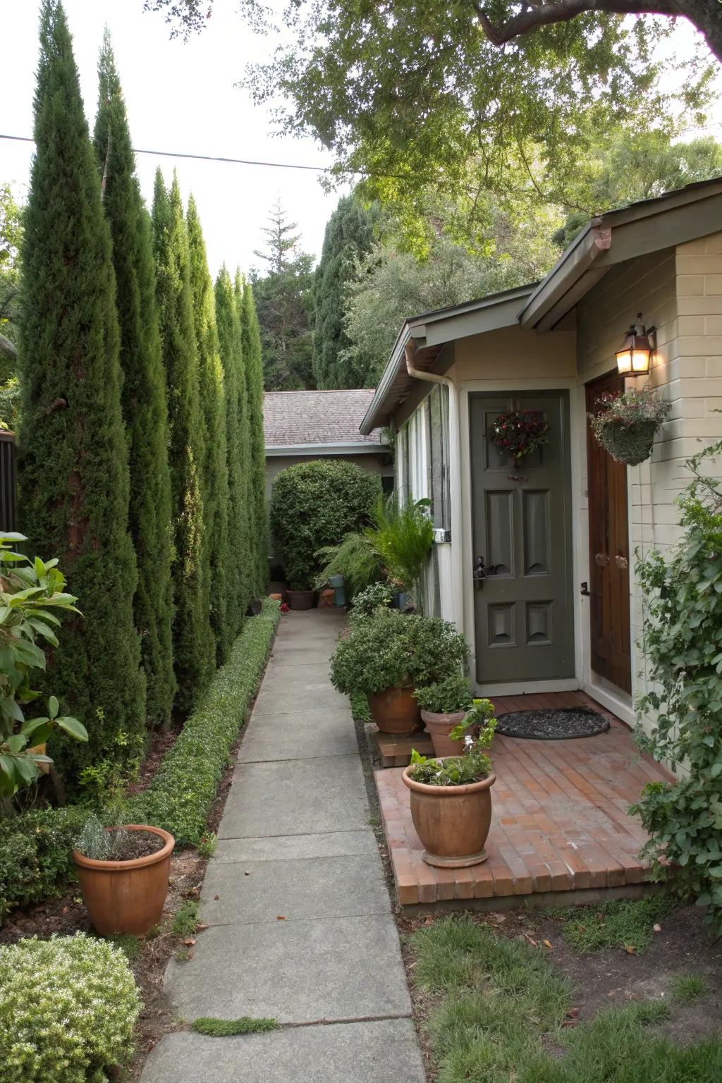 Tall shrubs offer natural privacy and a sense of seclusion.