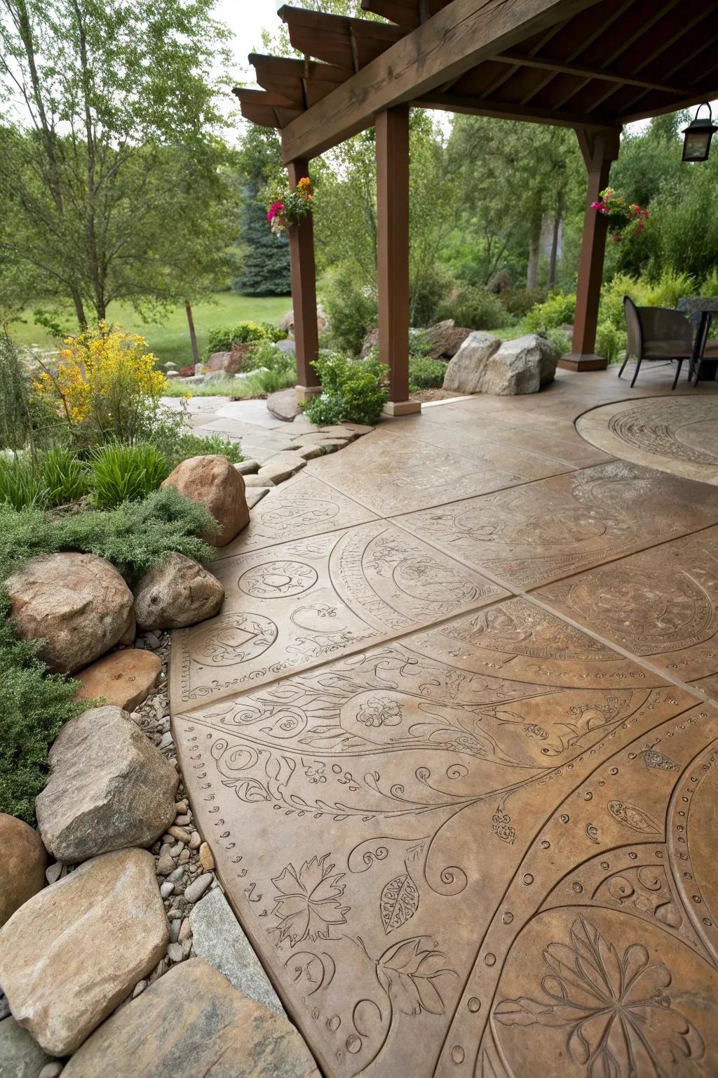 Natural highlights add depth to this textured patio.