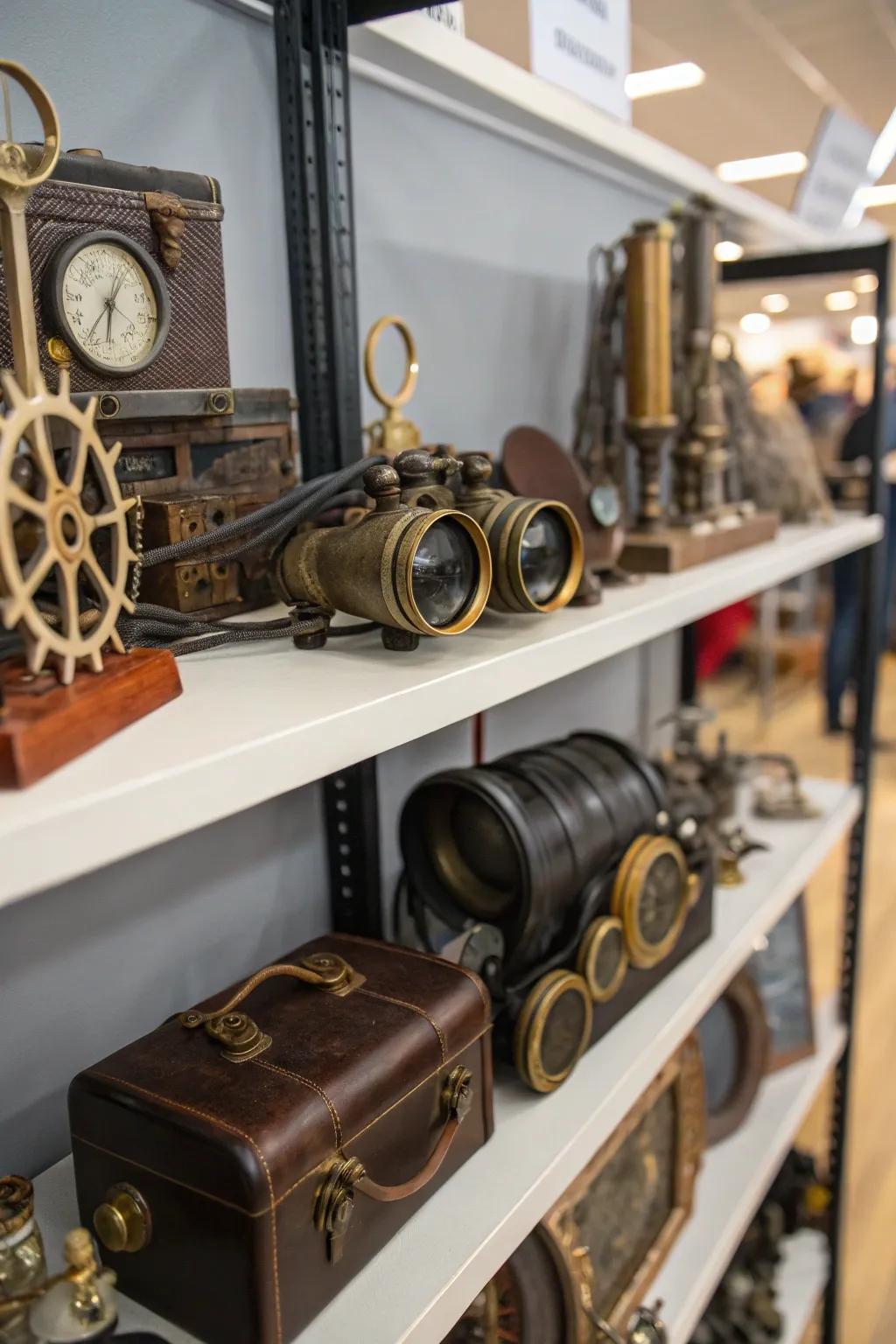 Steampunk gadgets introduce whimsy and intrigue into your decor.