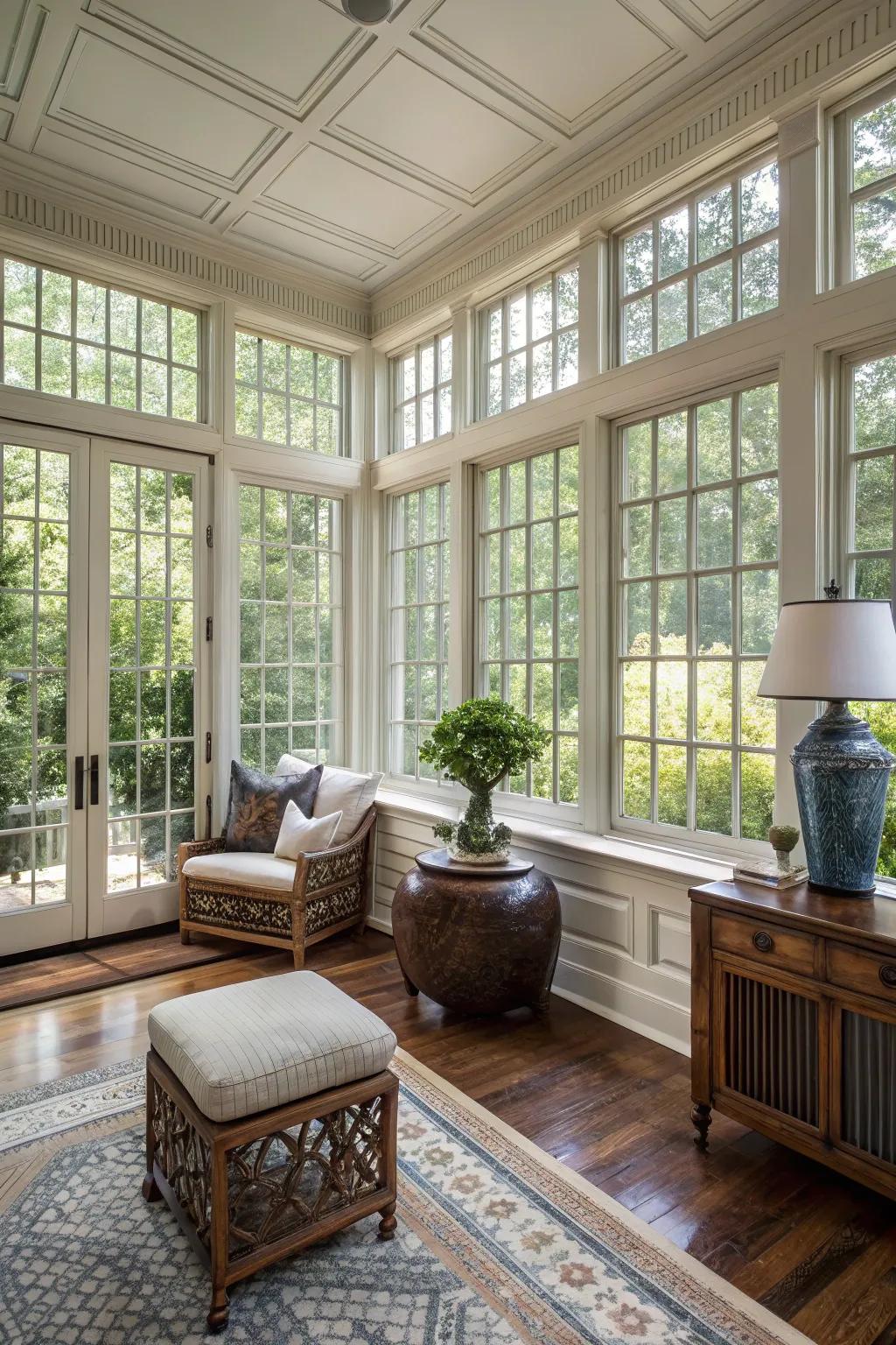 Grid windows offer a mix of traditional and modern styles.