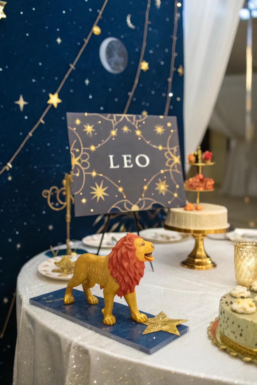 Zodiac-themed tables create a personalized celestial ambiance.