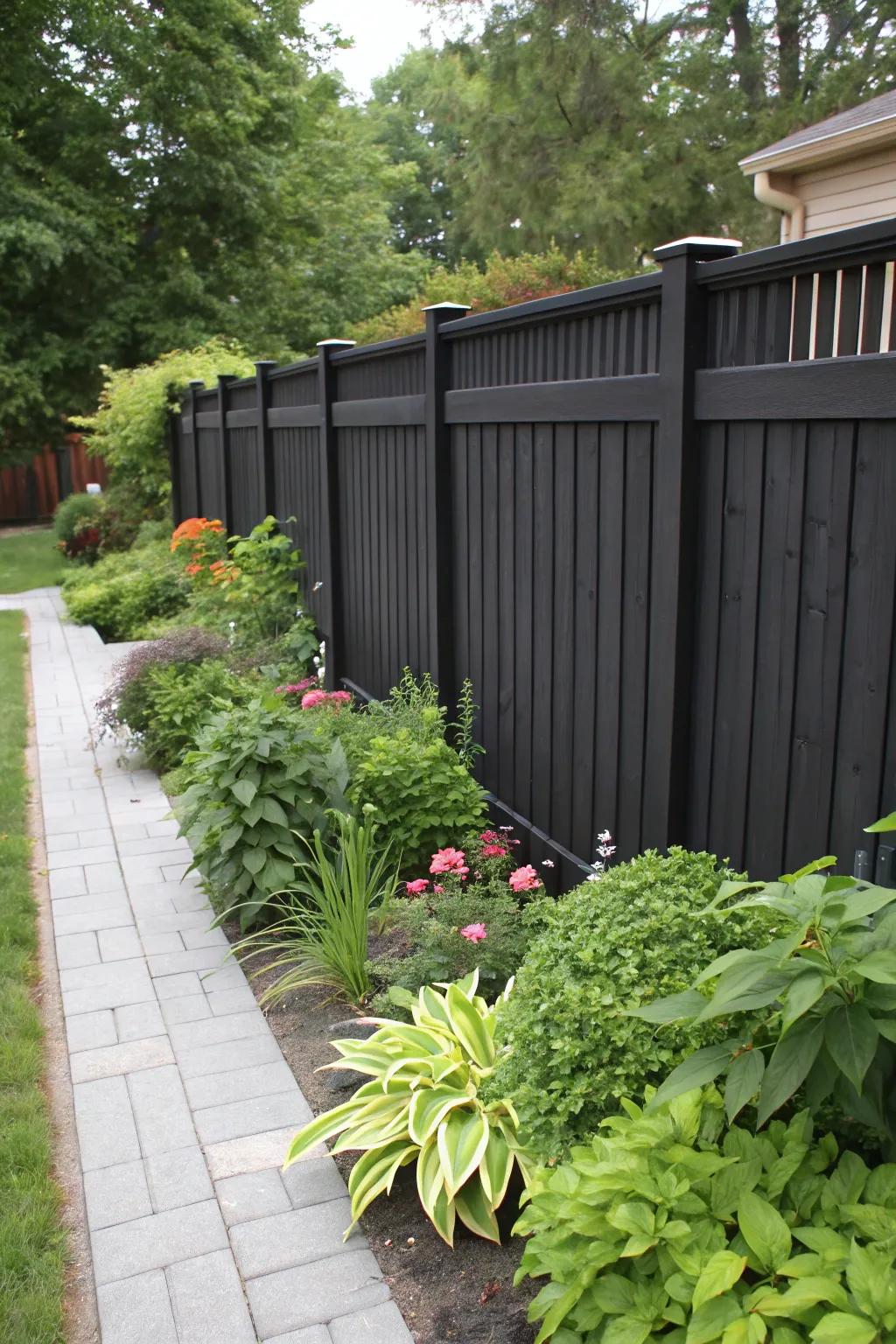 Black fences offer a striking and sophisticated appearance.