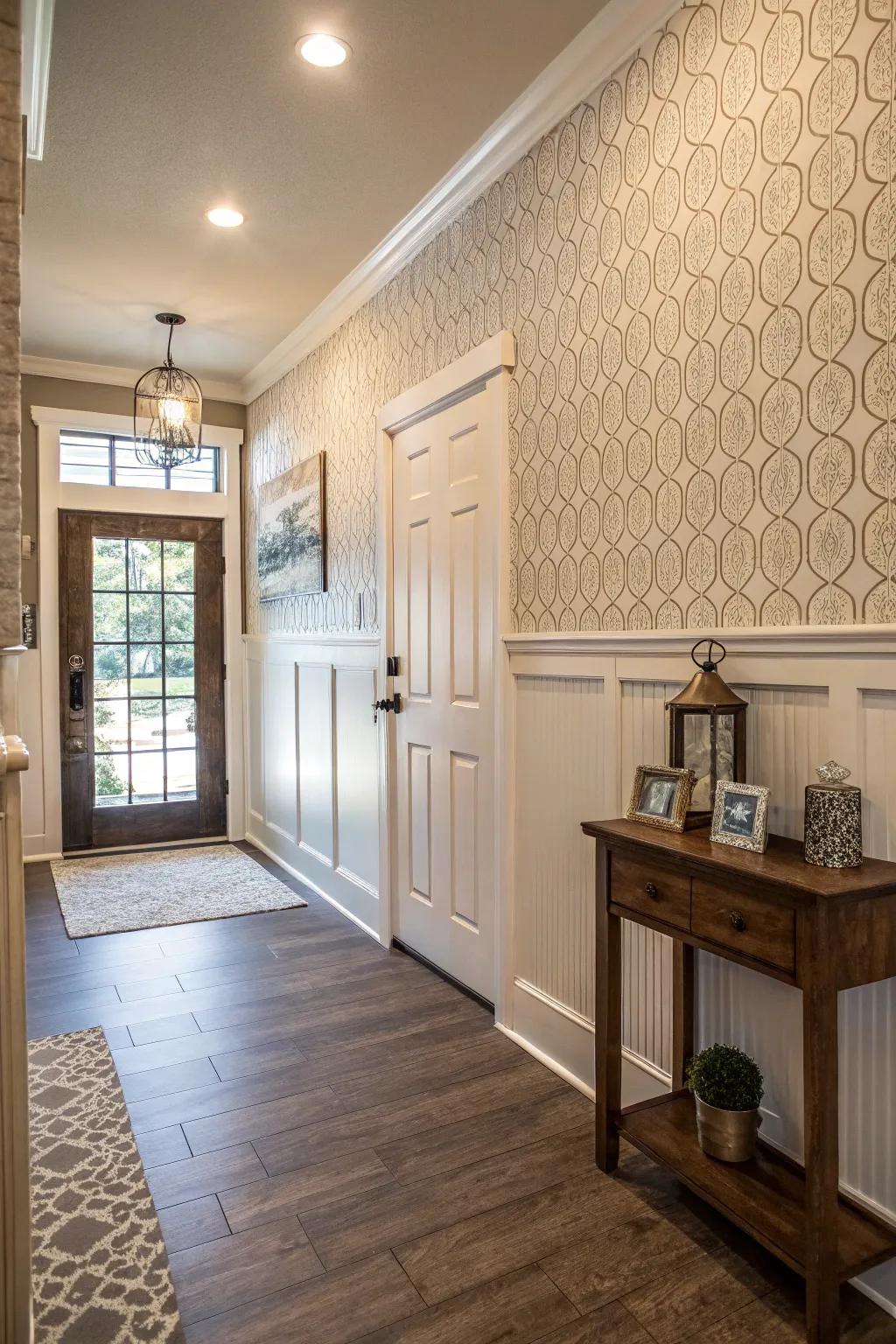 Textured wall treatments add depth and interest to your entryway.