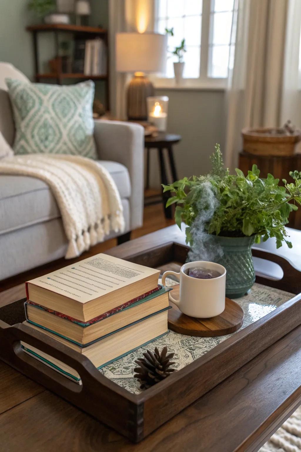 Tell a story with a themed tray setup.