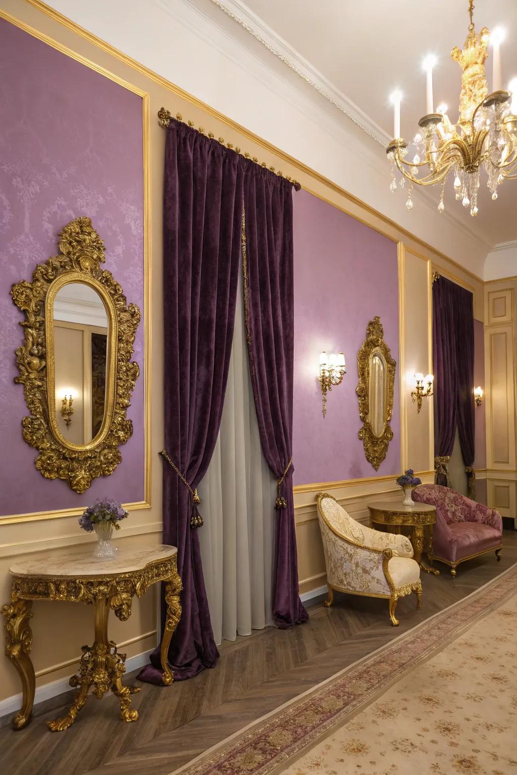 Purple and gold add a touch of opulence.