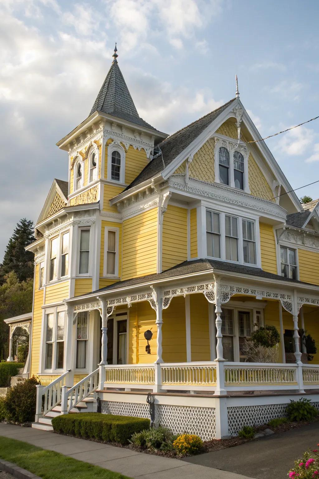 Sunflower yellow brings cheerfulness and warmth to Victorian homes.