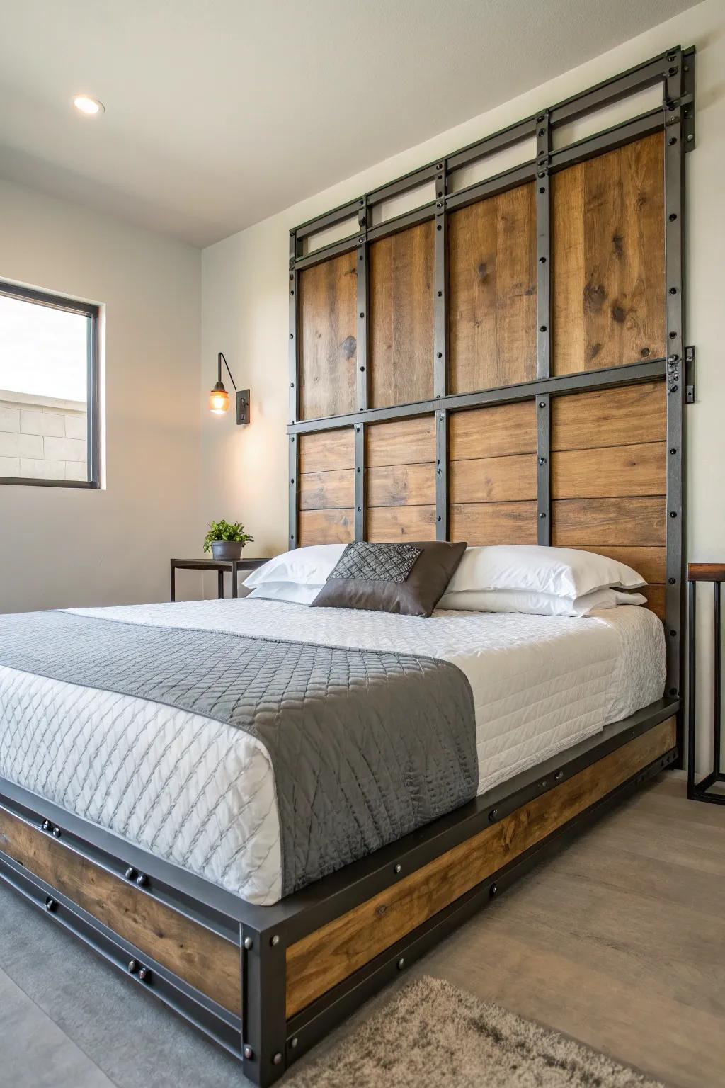 Industrial elements add a raw and edgy character to your bedroom.