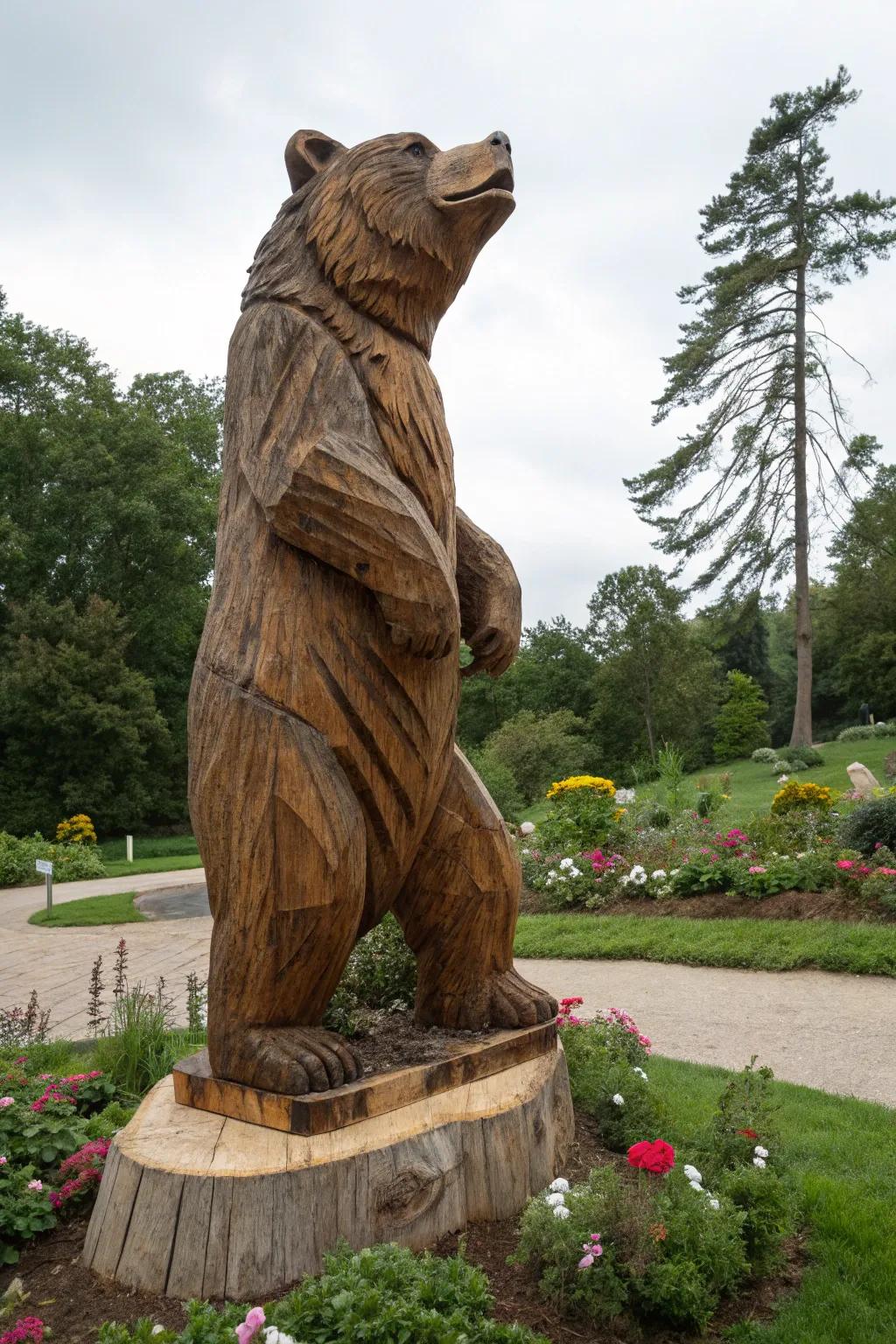 Make a bold impact with dramatic chainsaw carvings.