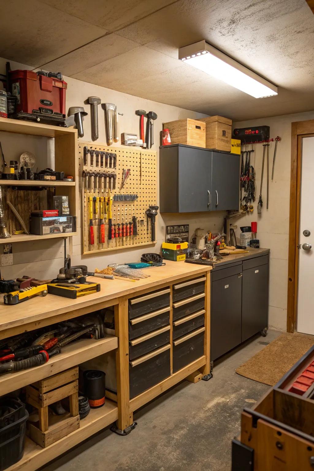 Pursue your crafts and hobbies with a dedicated workshop space.