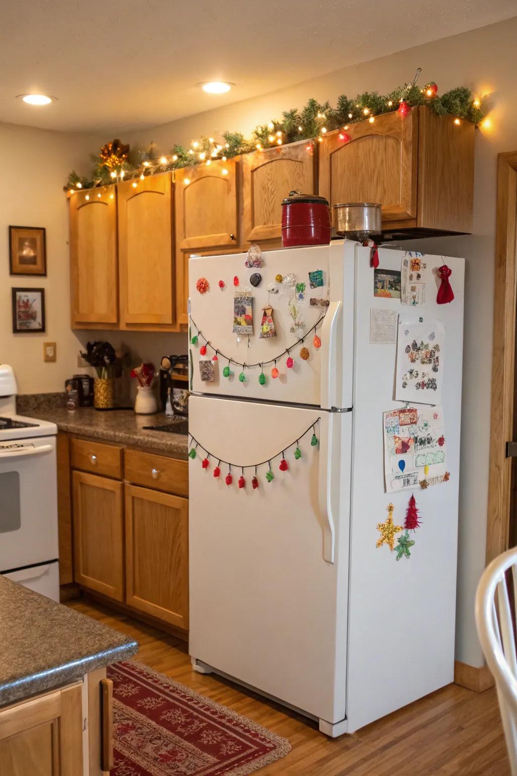 Seasonal decor adds a touch of festivity and freshness to the kitchen.