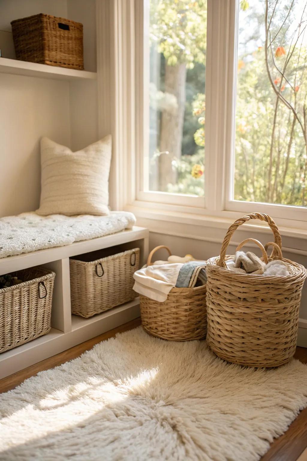 Textural elements can add warmth and interest to the baby corner.