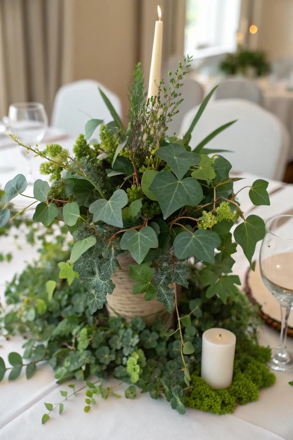 Greenery adds an elegant and simple touch to any centerpiece.