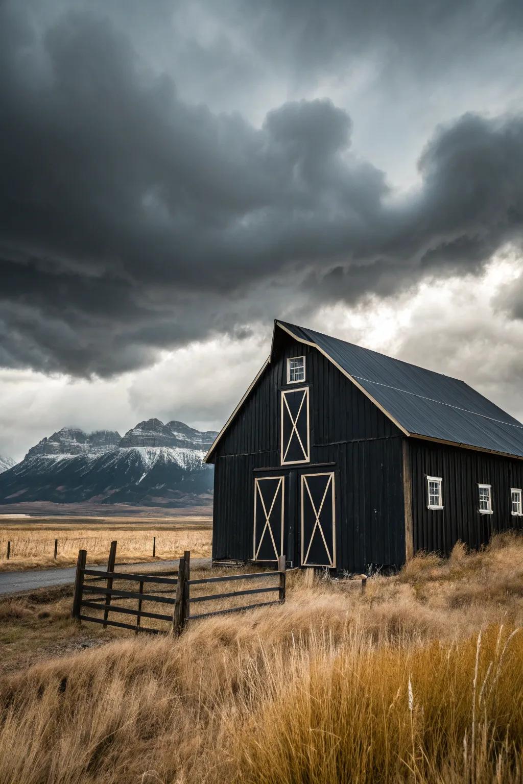 A barn with striking black siding that redefines modern elegance.