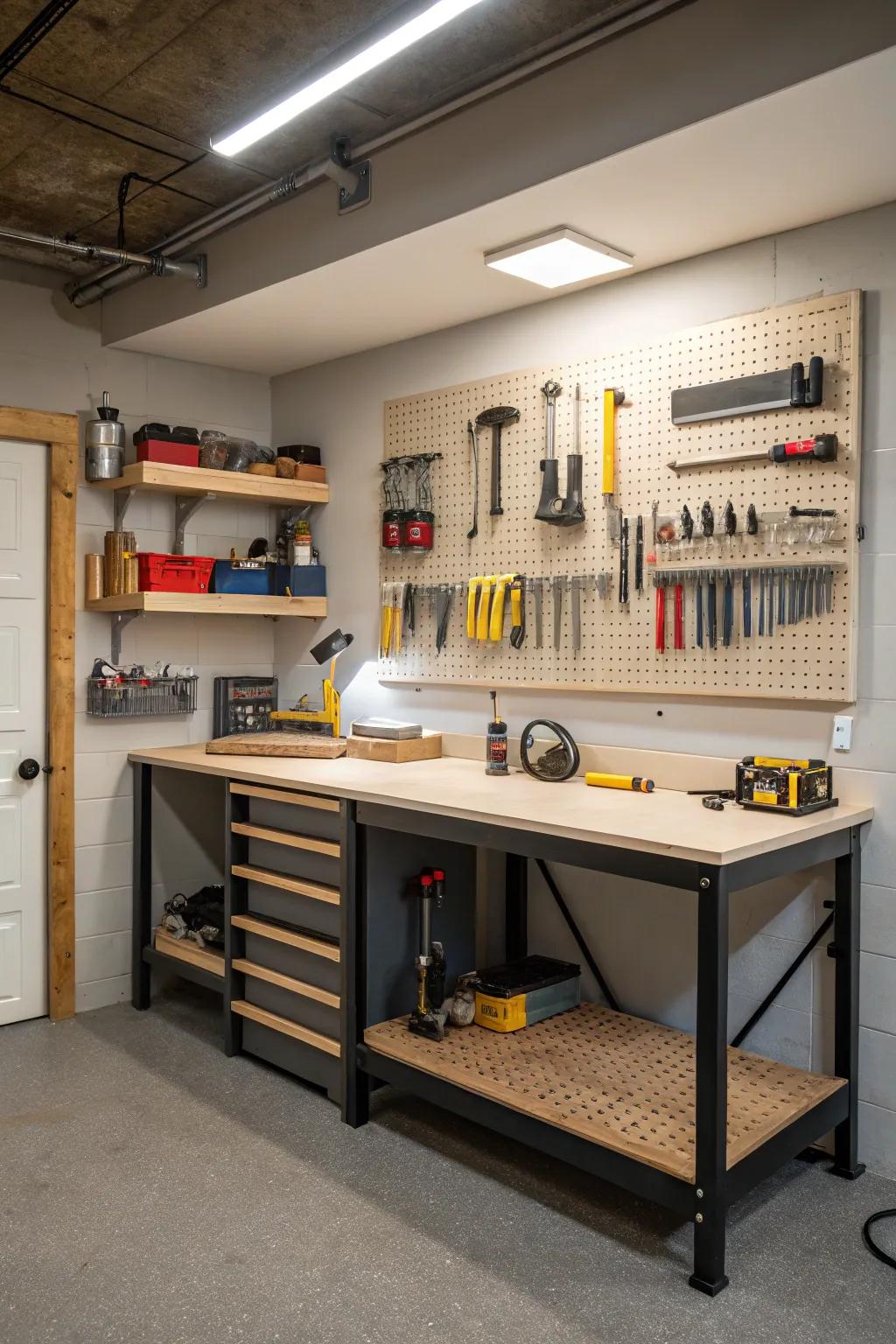 A dedicated workshop area fosters productivity and organization.