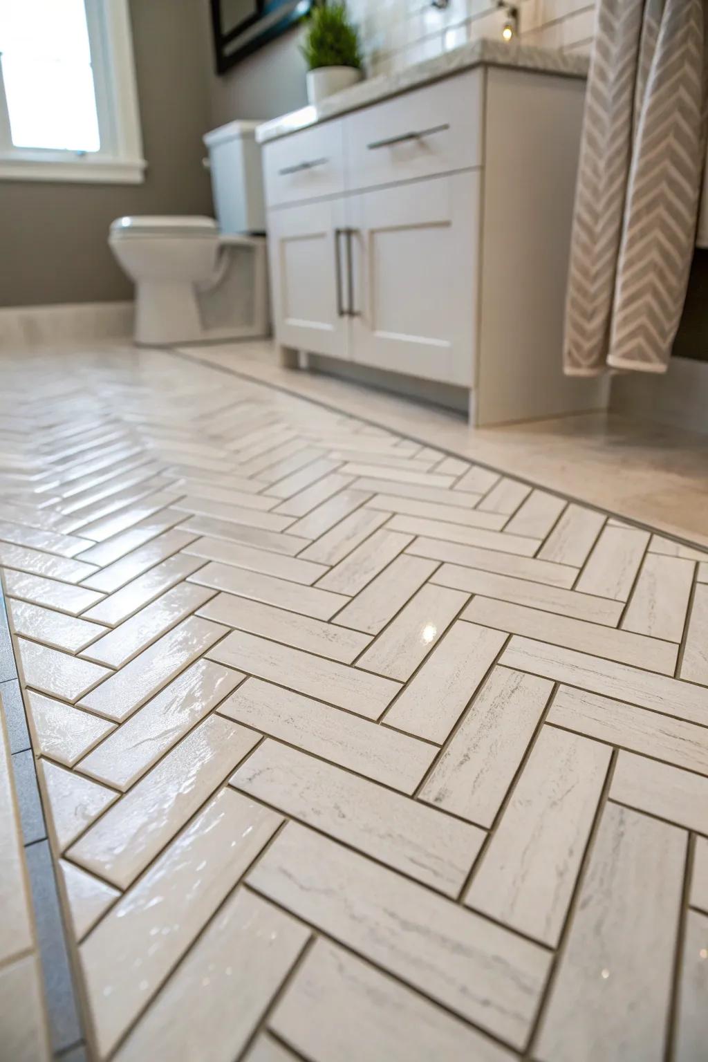 Chevron tiles add elegance and sophistication to any bathroom.