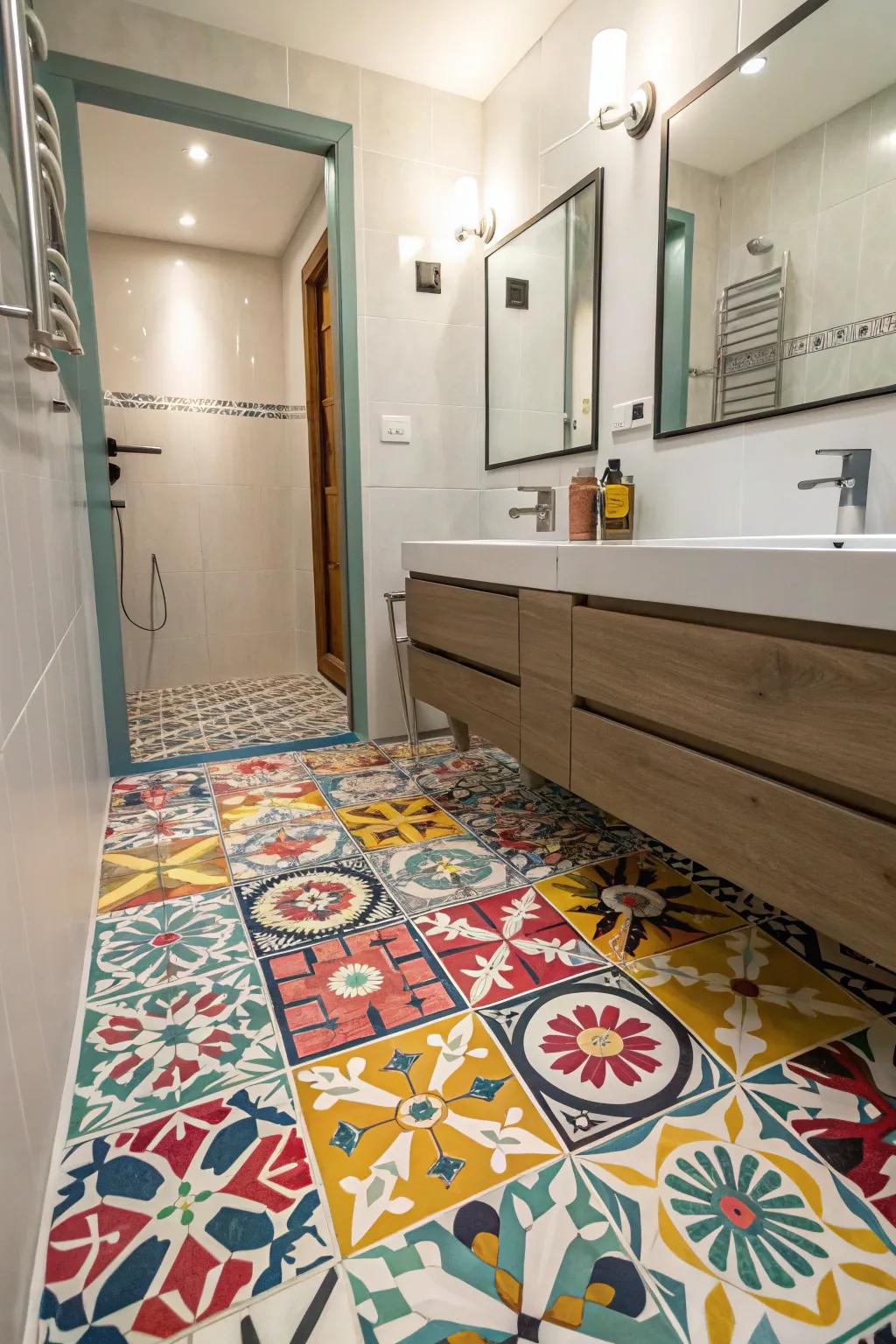 Artistic cement tiles for a bold statement.