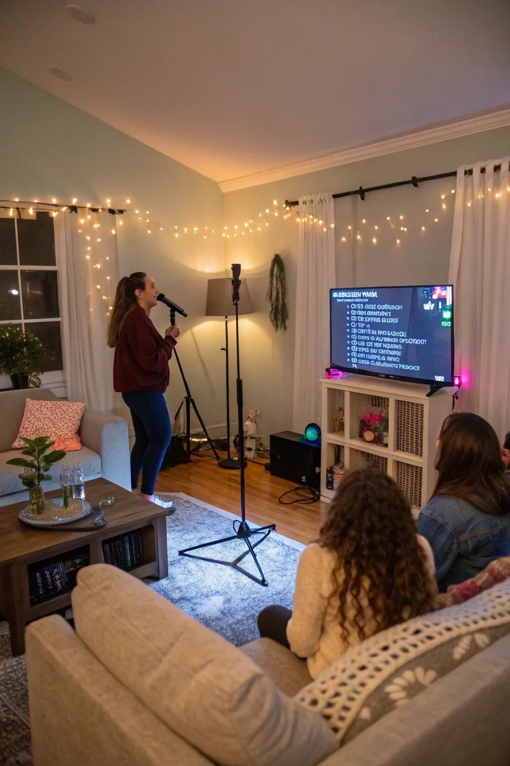 A karaoke night brings music and laughter to the birthday celebration.