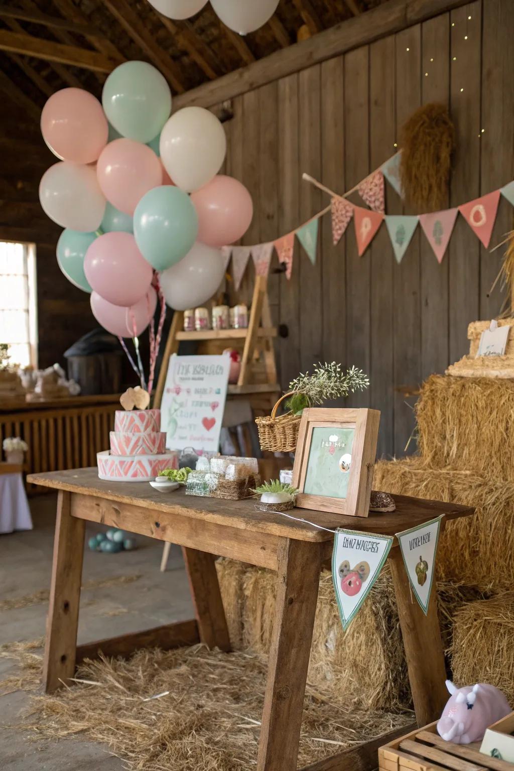 Farm-themed baby shower with rustic and charming decorations