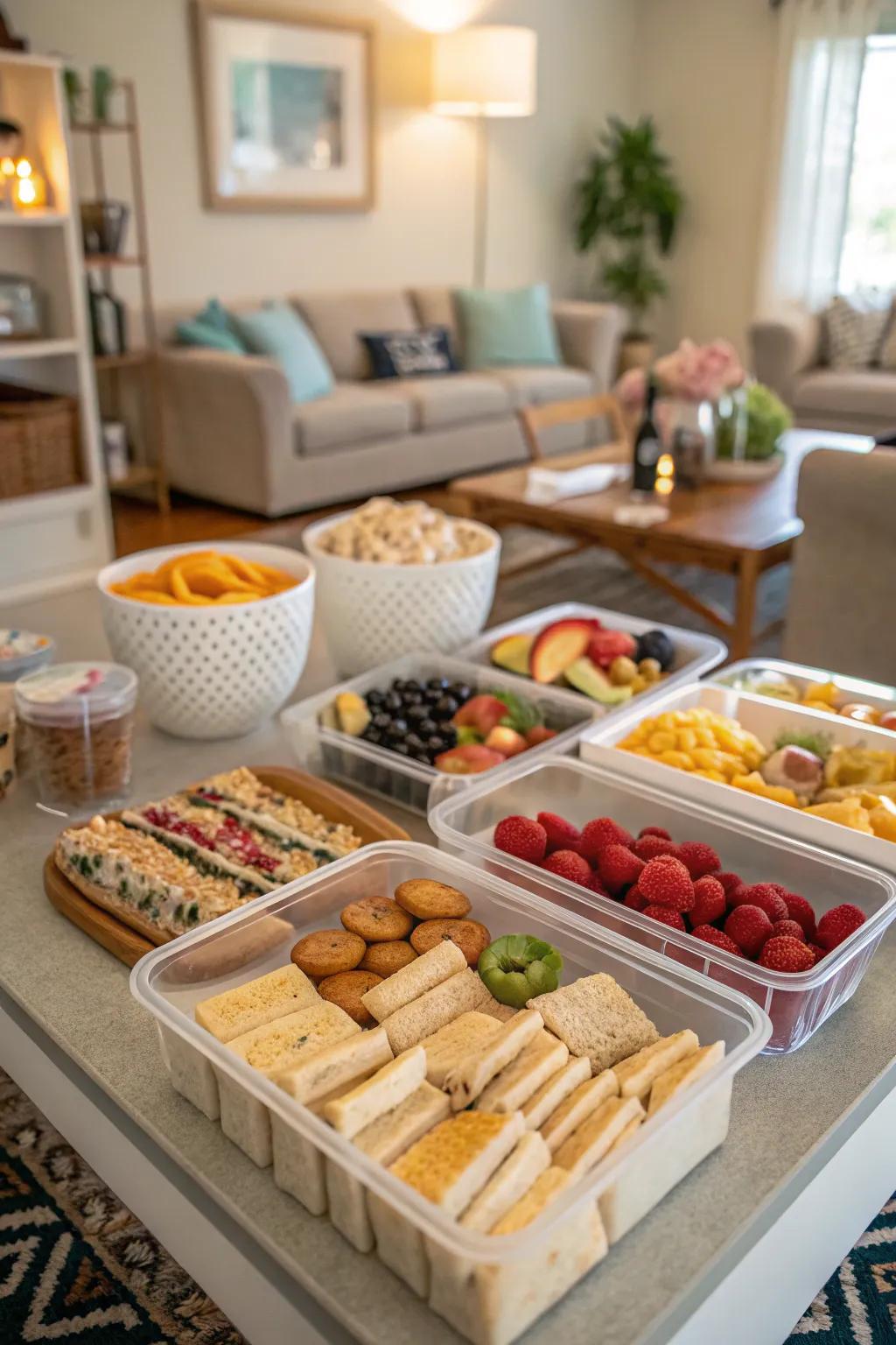 A grab-and-go buffet offers convenience and ease for casual gatherings.