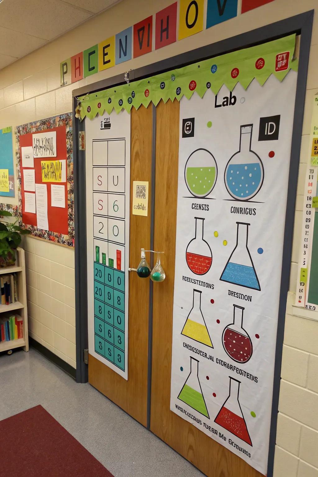 Dive into discovery with a science-themed door.