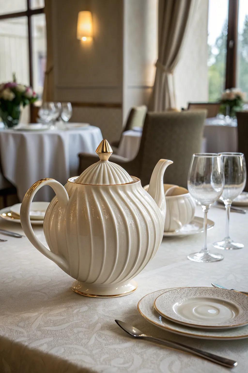 Sculptural elegance makes this teapot a work of art.