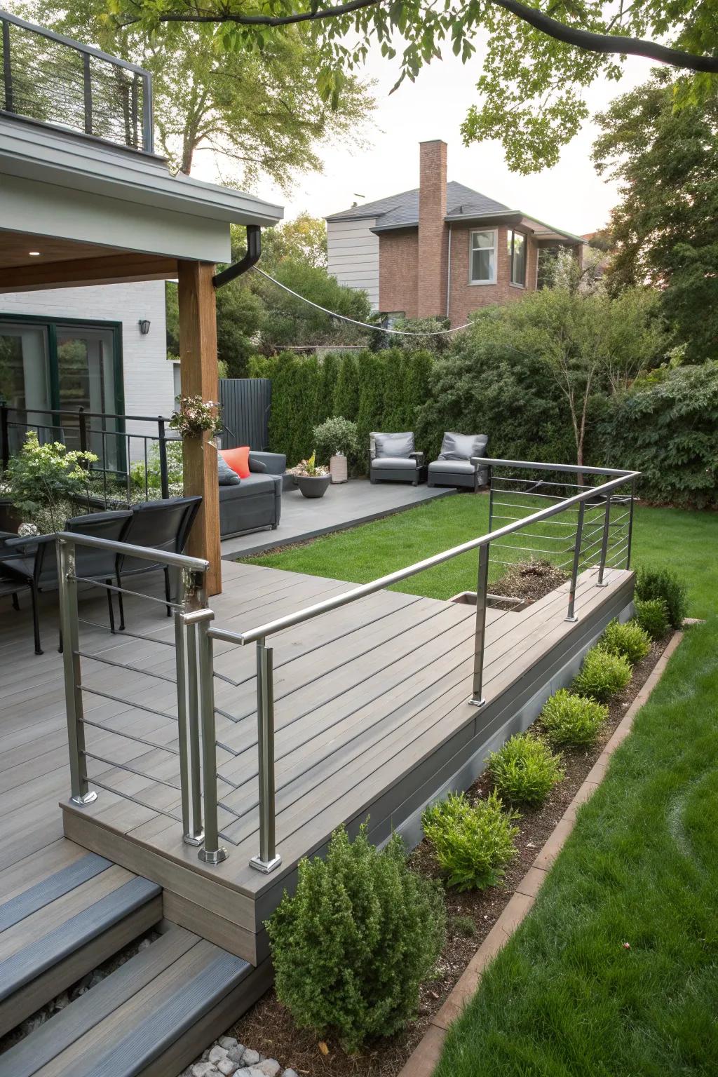 Aluminum railings offer a sleek, rust-resistant option.