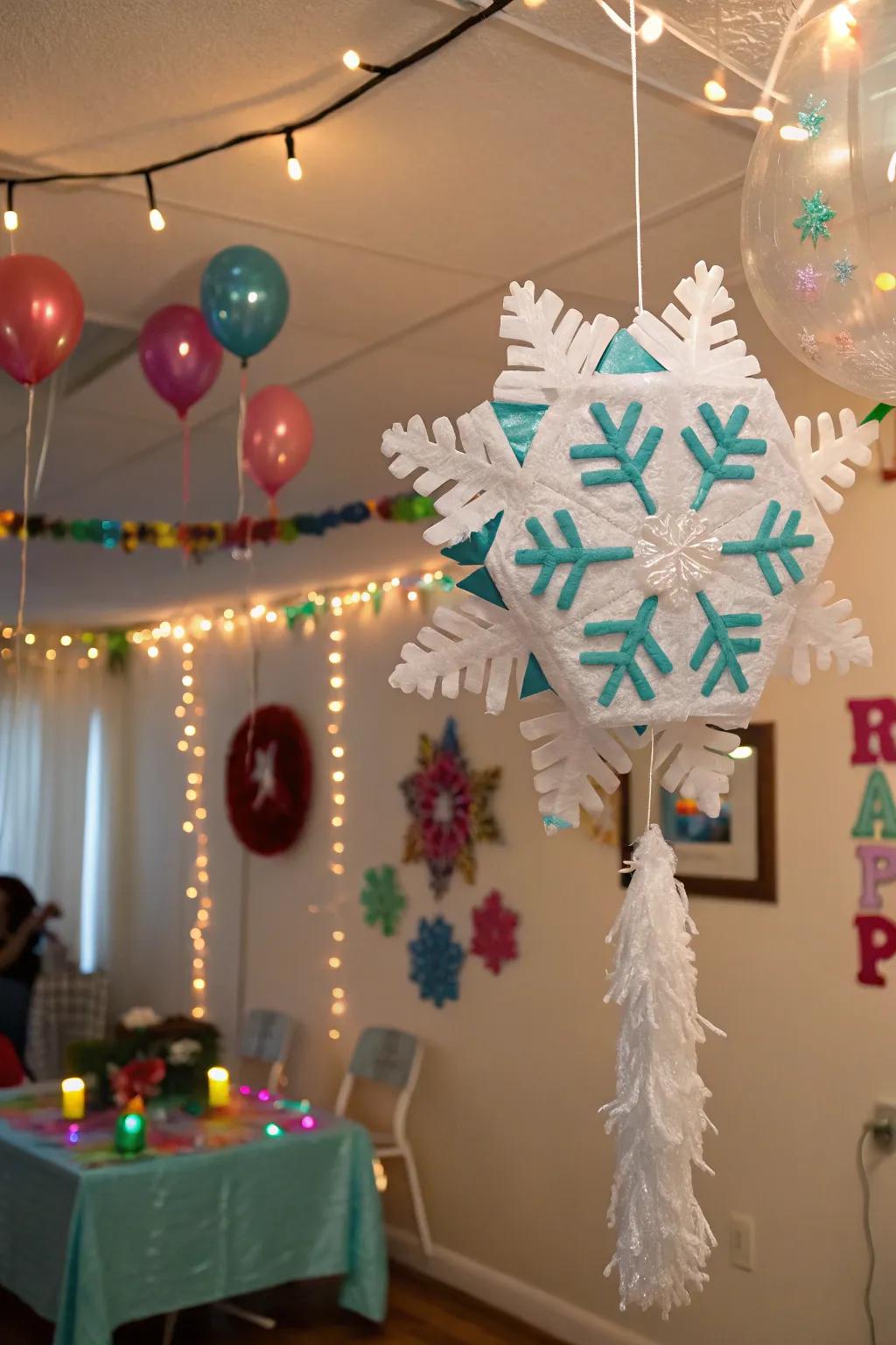 A fun piñata game adds excitement to the party.