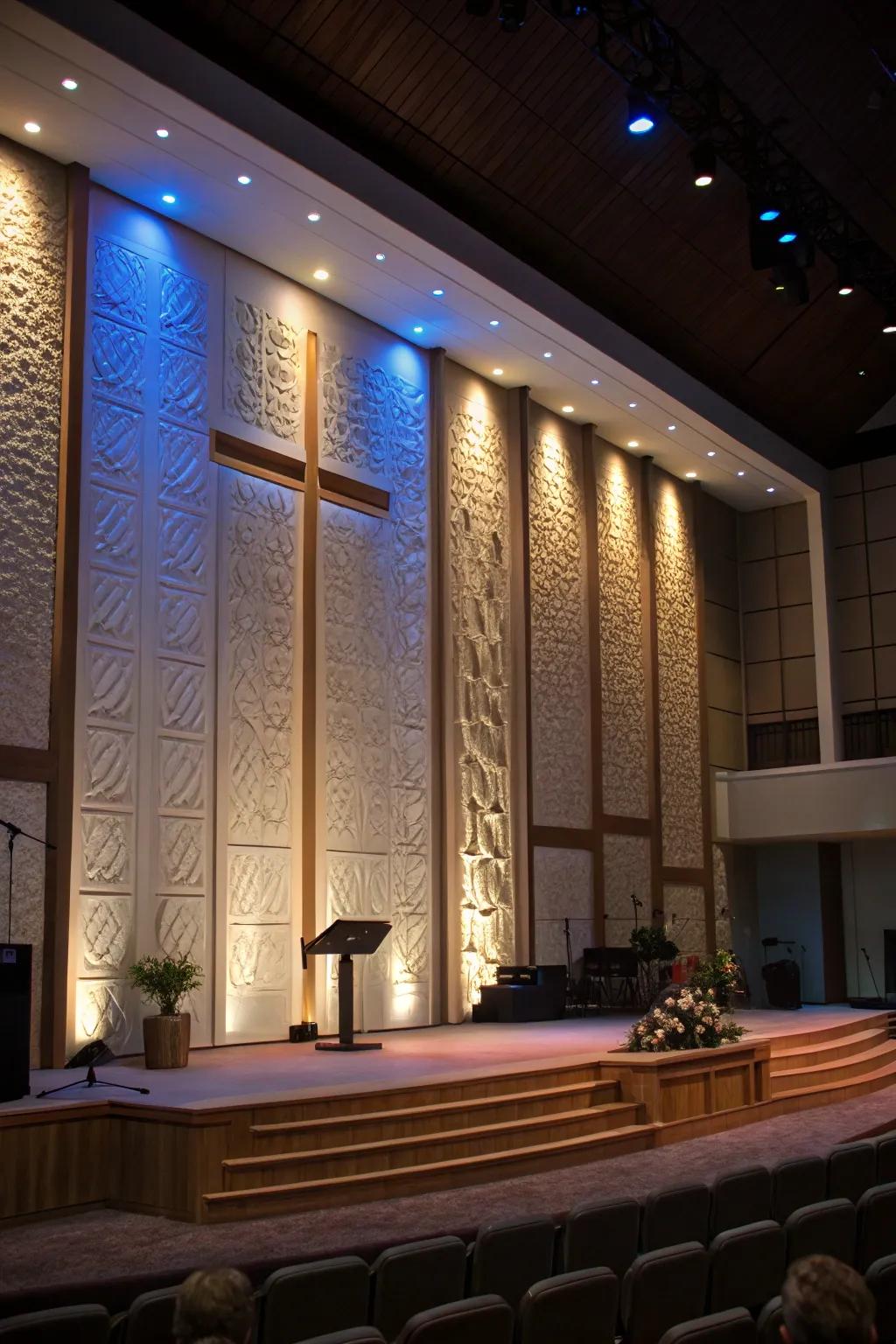 Textured panels can add depth and interest to your stage.