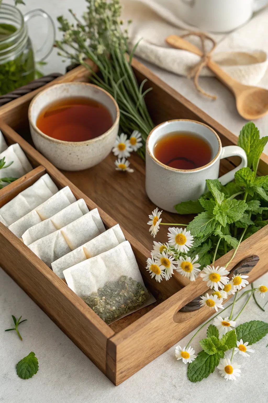 A calming herbal tea selection for a relaxing coffee hour option.