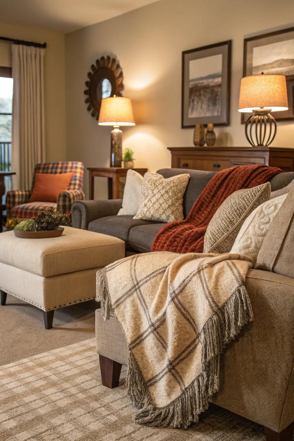 Textile accents add warmth and comfort.