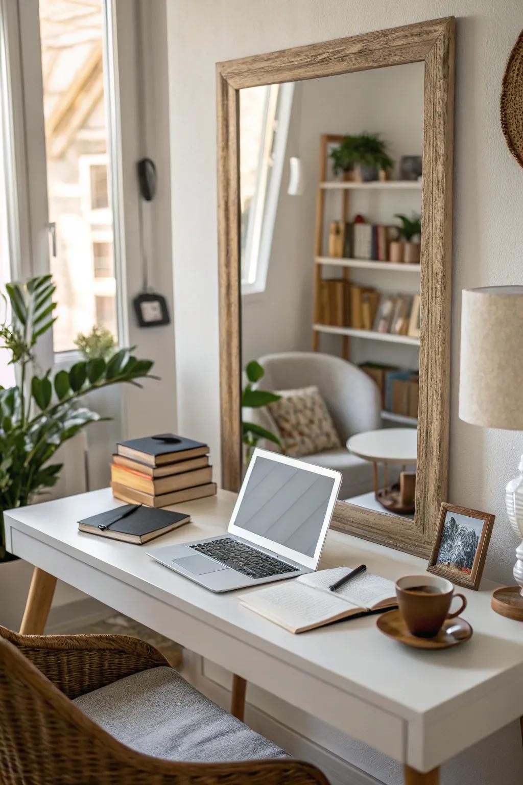 Mirrors expand and brighten your workspace.